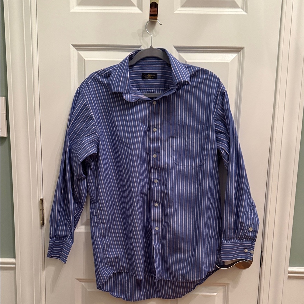 Club Room Blue and White Striped Casual Shirt